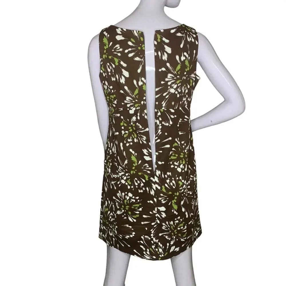 Kim Rogers Bodycon Dress size 8P Brown And Green Floral Print